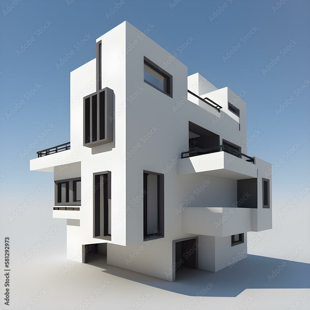 conceptual stylized architecture, residential building, abstraction, generated in AI conceptual stylized architecture, residential building, abstraction, generated in AI