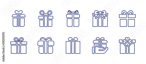 Giftbox line icon set. Editable stroke. Vector illustration. Containing gift box, gift, giftbox.