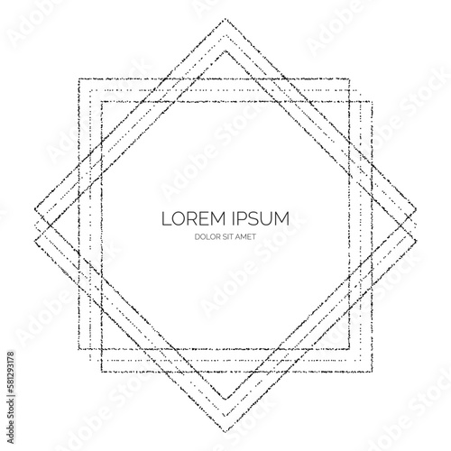 Geometric textured frame. Black stipple dots separator and divider. Rectangle dotted frame design. Vector background 