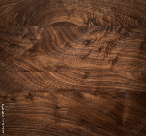Wood texture background. Dark dark walnut wood plank texture square tabletop background. Walnut wood planks texture background.