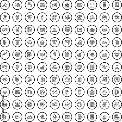100 wealth icons set. Outline illustration of 100 wealth icons vector set isolated on white background