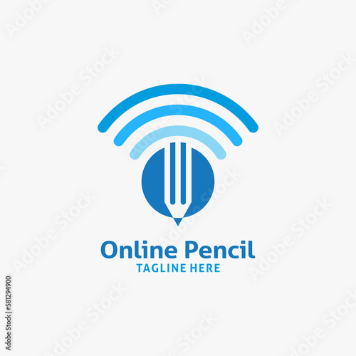 Pencil and wifi signal for online pencil logo design © Niffhans