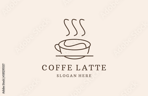 Wallpaper Mural  Coffee Latte vector logo design template. Coffee shop label vector. Torontodigital.ca