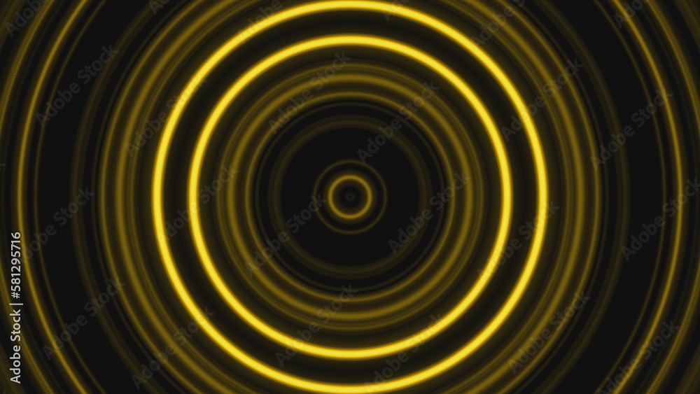 Obraz premium Yellow circle infinity tunnel background. 2D layout illustration