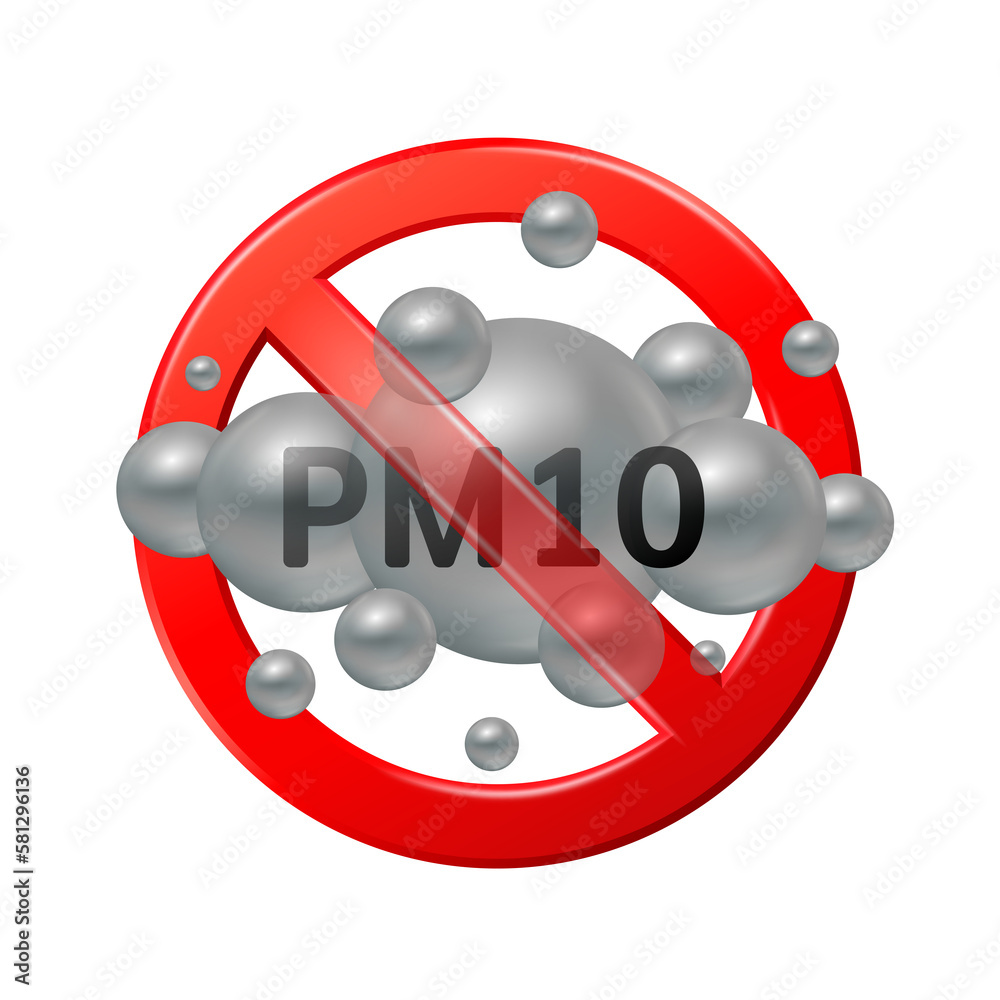 Warning sign red PM10 dust. Air pollution source. Industrial outdoor fog town pollution or city dust danger. Prohibition symbol icon 3D file PNG. Warning sign red PM10 dust. Air pollution source. Industrial outdoor fog town pollution or city dust danger. Prohibition symbol icon 3D file PNG.