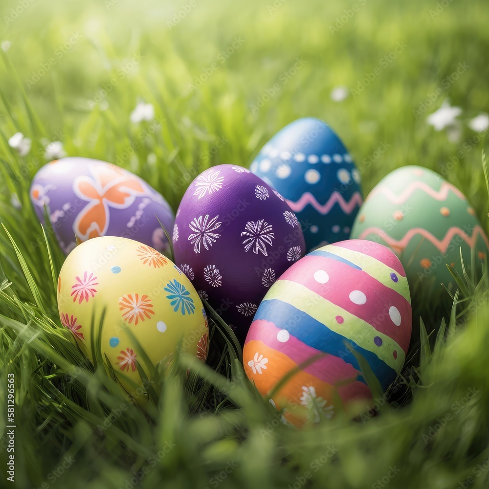 easter eggs in grass easter eggs in grass
