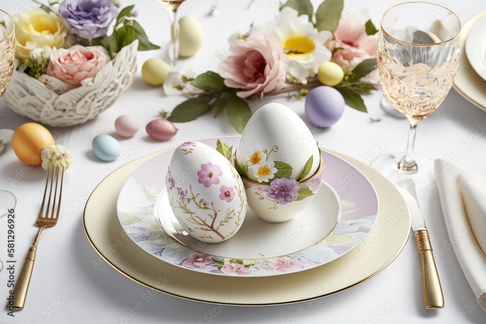 easter table setting with eggs easter table setting with eggs