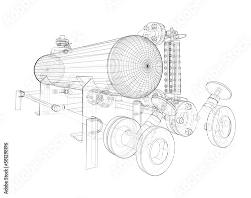 Industrial tank with valves. Vector