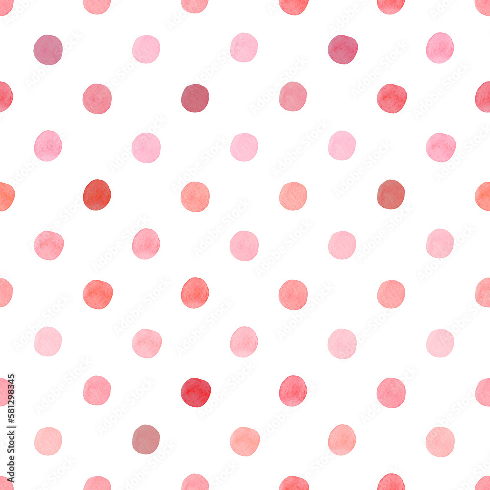 seamless watercolor illustration pink dot used for background texture, wrapping paper, textile greeting card template or wallpaper design