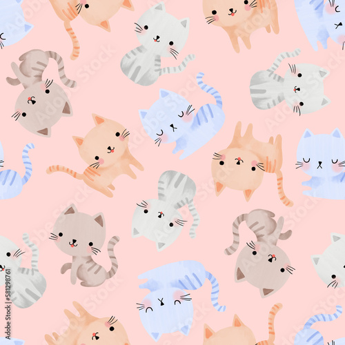 Wallpaper Mural seamless digital art  illustration cats concept for kids used for background texture, wrapping paper, textile greeting card template or wallpaper design Torontodigital.ca