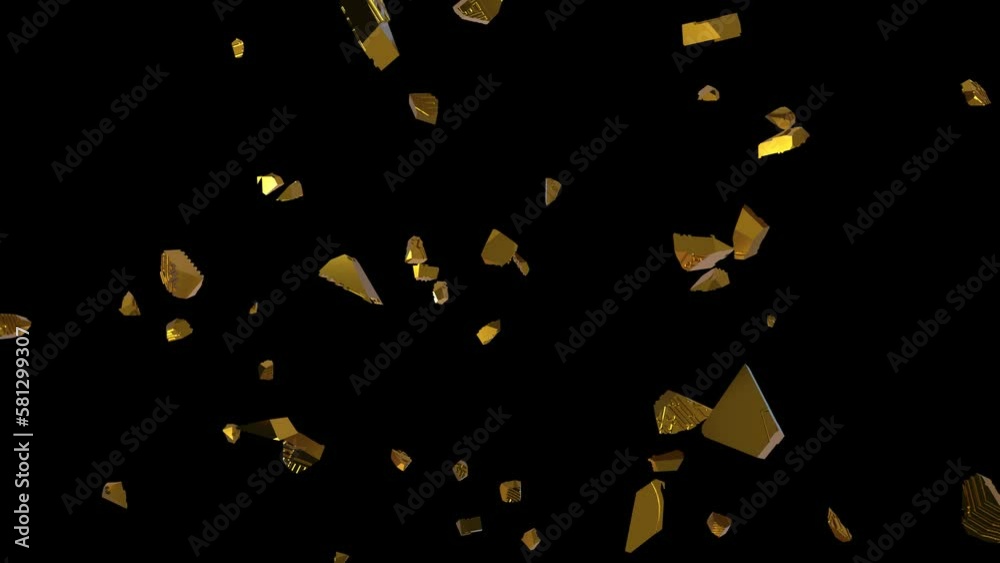 A golden Bitcoin coin distroy. the concept of a cryptocurrency market crash or downfall. 3d animation rendered with alpha channel.