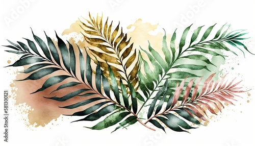 Wallpaper Mural Beautiful Colorful Artistic Designer Easter Palm leaves Watercolor Painting for Desktop Background or Digital Device, Holiday Celebration of Happiness, Joy, Cheerfulness generative AI Torontodigital.ca