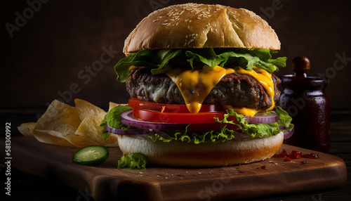 burger and fries