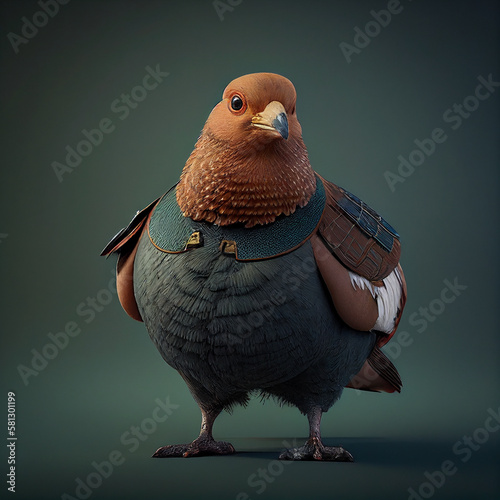 Canvastavla Realistic lifelike overweight fat dodo bird in Medieval Renaissance century styl