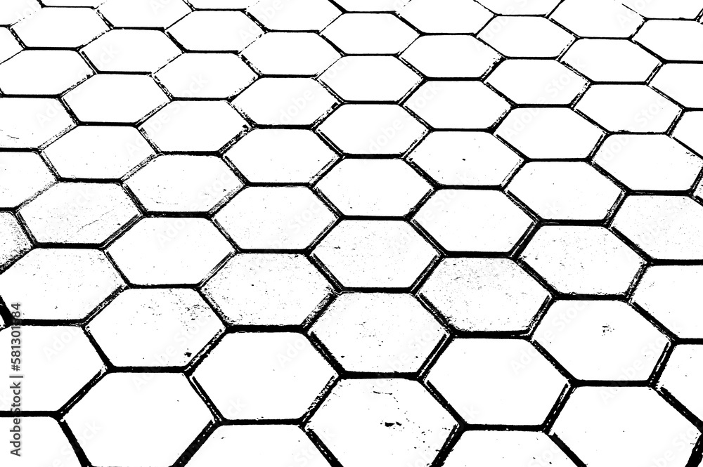 black and white hexagon silhouette texture background