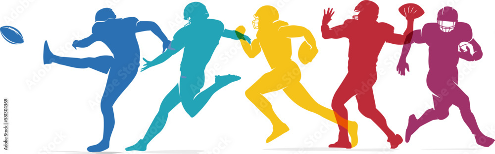 Colorful vector editable american football player poses for any graphic background	