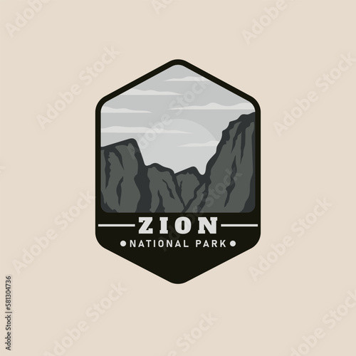zion national park logo vector patch symbol illustration design
