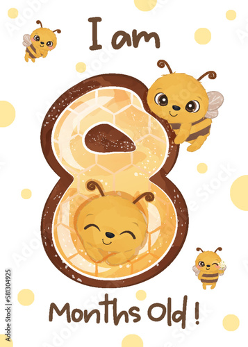 baby milestone cards set with cute bee