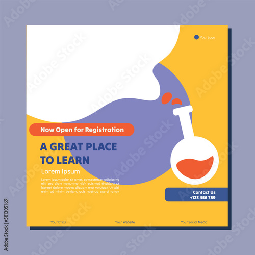 School admission square banner. Suitable for educational banner and social media post template