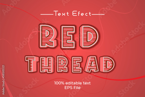 Editable red thread vector text effect