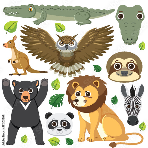 Set of mix animal character