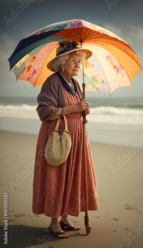 elder with an umbrella