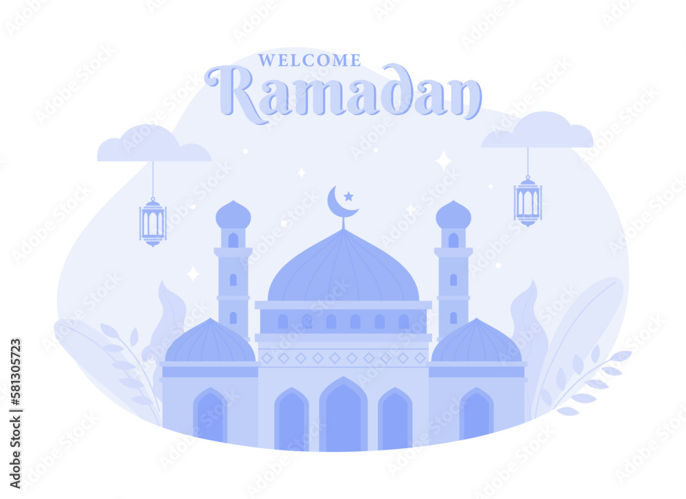 Ramadan kareem background, welcome ramadan. Modern vector flat illustration