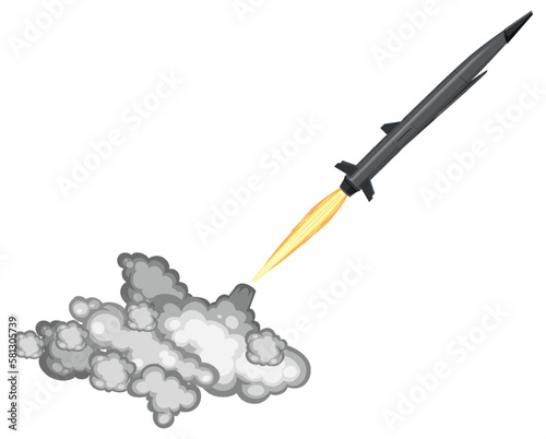 Hypersonic missile launch with smoke trail