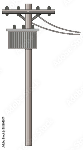 Utility pole isolated on white background