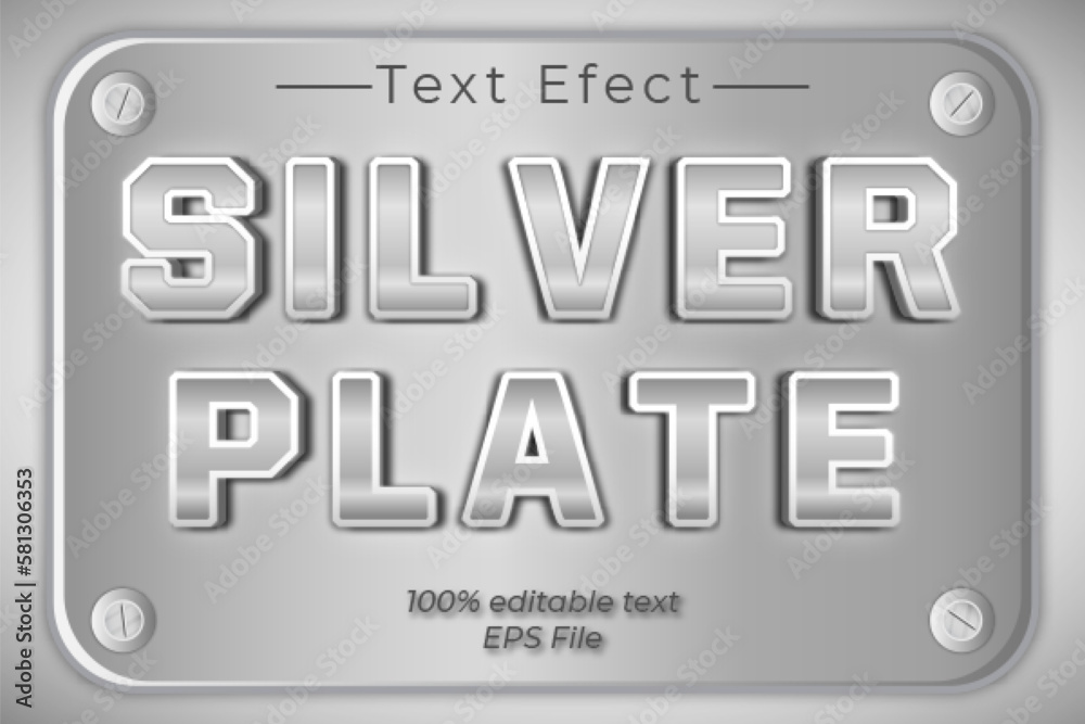 Editable silver plate text effect