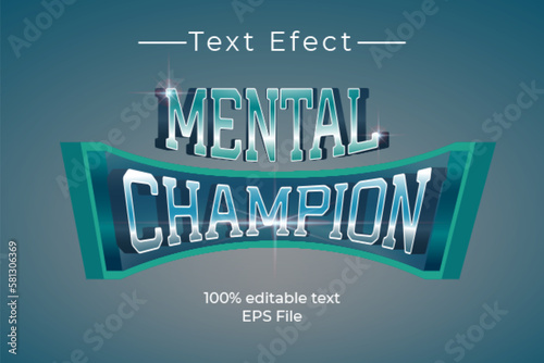 Editable Mental Champion vector text effect