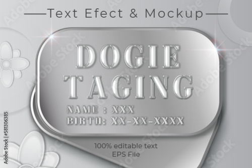 Editable dogie taging vector text effect and mockup