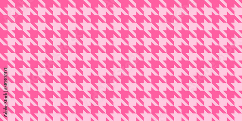 Houndstooth seamless pattern. Pink dogs tooth repeating background. Fabric texture sample. Vector wallpaper