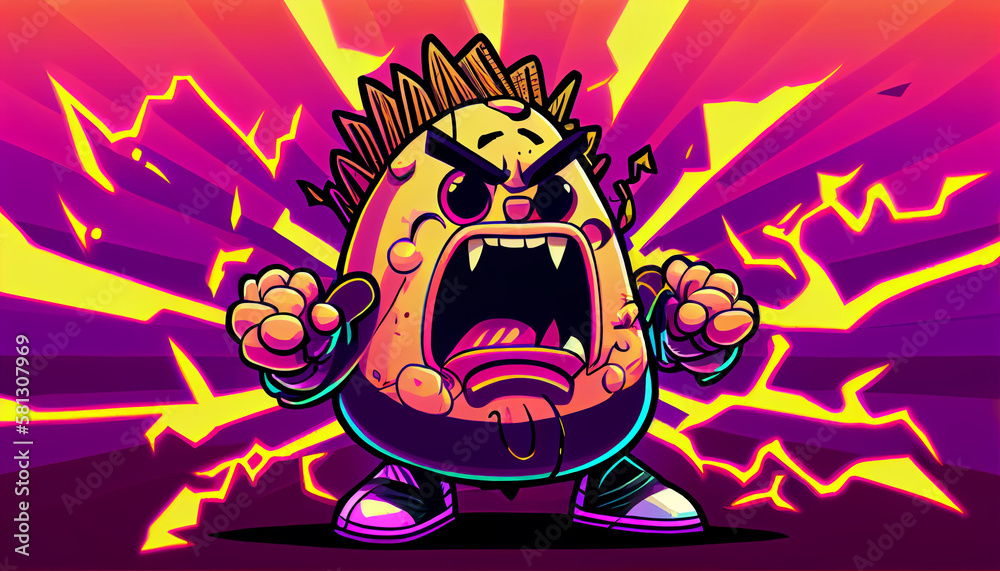Cartoon character is angry hungry in art illustration