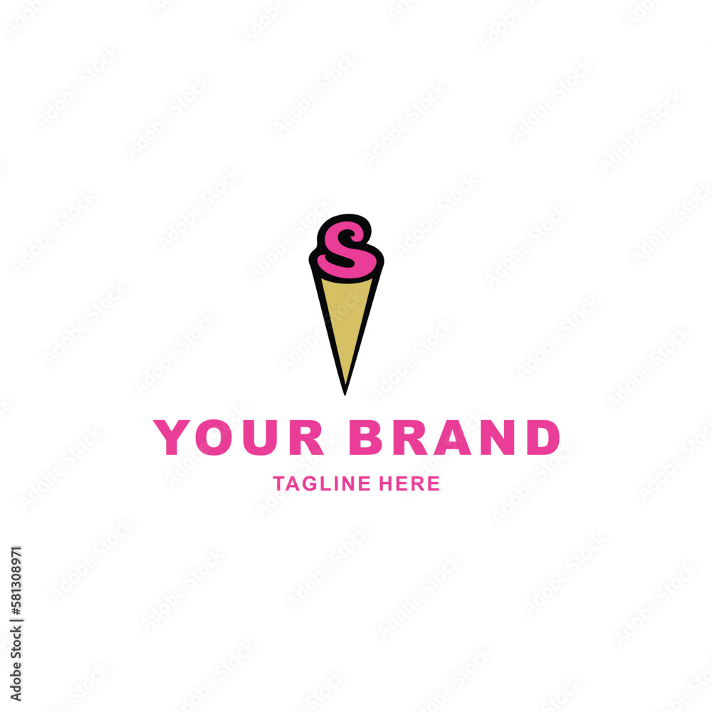 ice cream logo with initial S ice cream logo with initial S