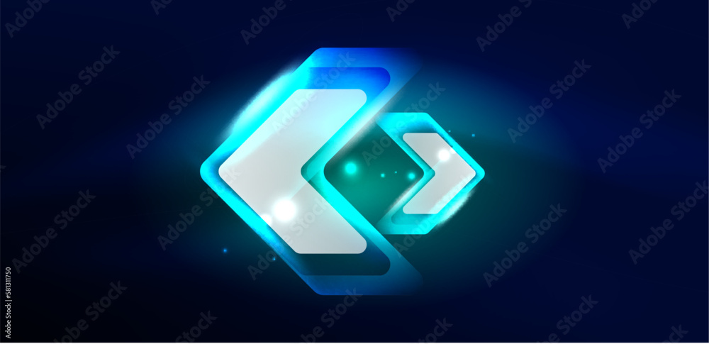 Neon speed arrow and line shapes background. Hi-tech concept with shiny backdrop. Bright flare light effect in the dark Neon speed arrow and line shapes background. Hi-tech concept with shiny backdrop. Bright flare light effect in the dark