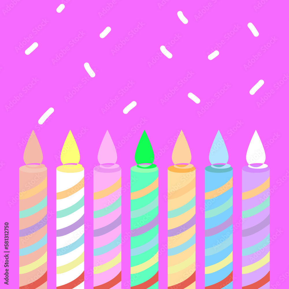 Happy birthday candles pattern background vector pink background