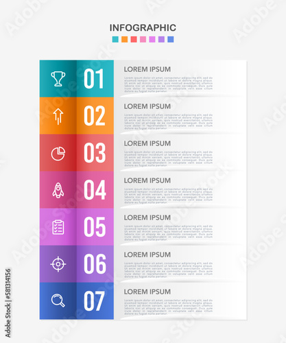 7 labels infographic business or marketing planning. Vector illustration.