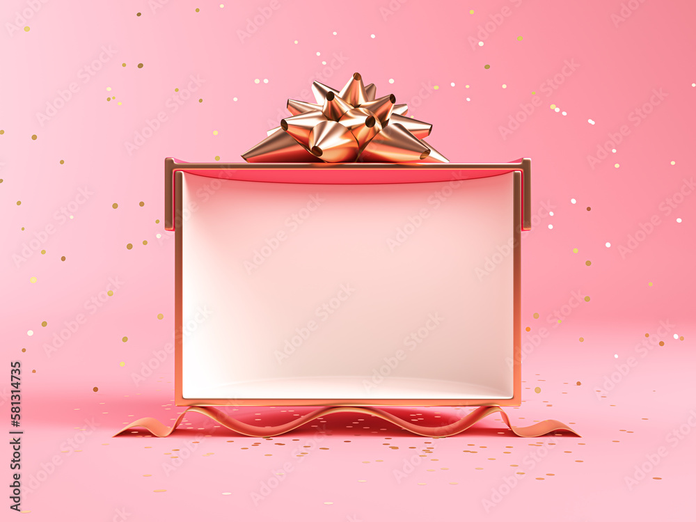 Sweet pink product display gift box or blank exhibition booth present ...