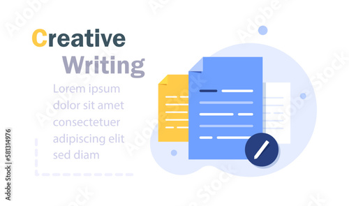 Creative writing and storytelling, education concept,learning subject, book review summary,school study
