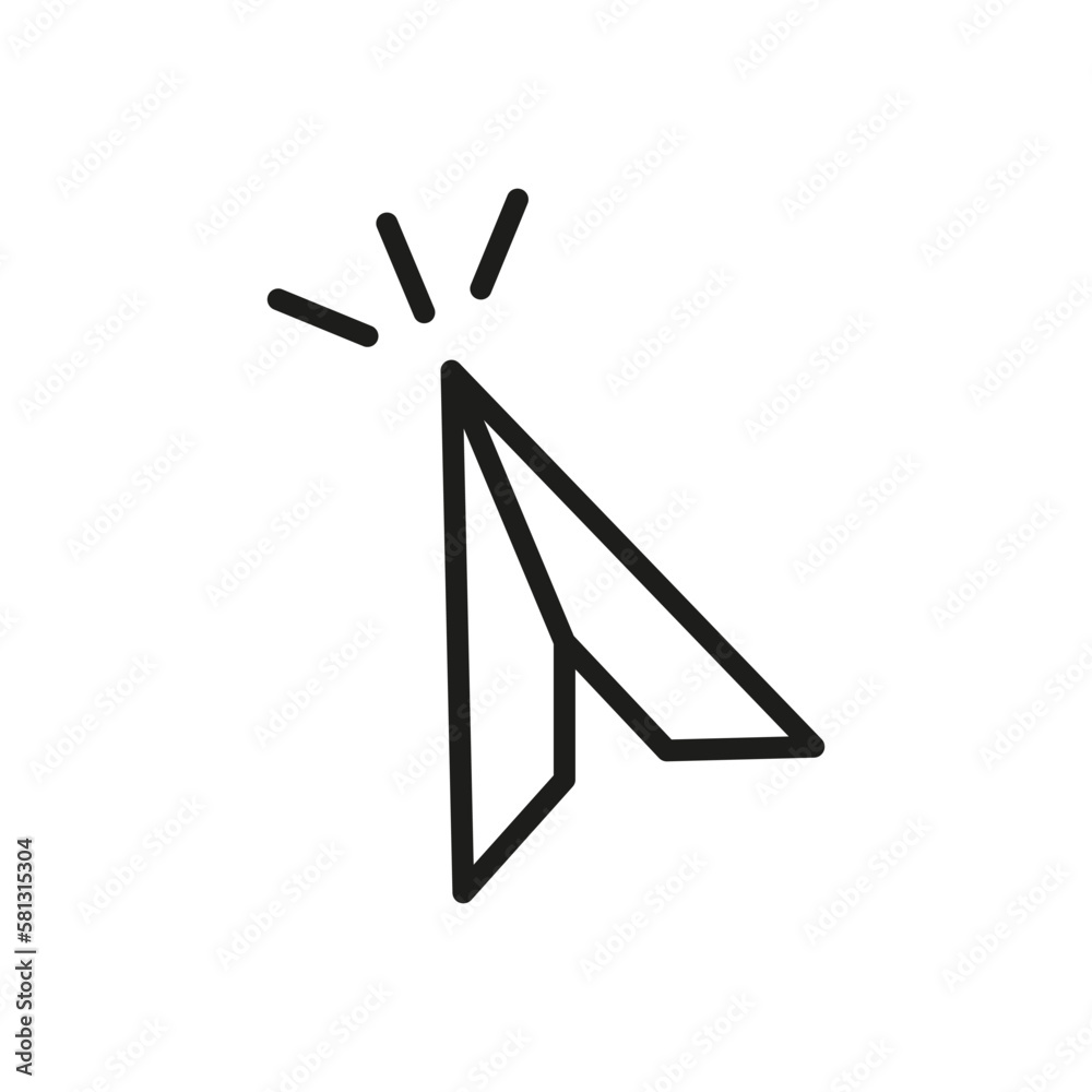 Click computer mouse cursor outline vector icon. Modern, simple flat black illustration for web site or mobile app. Arrow for pc symbol on white background. Used for any platform or purpose. EPS 10