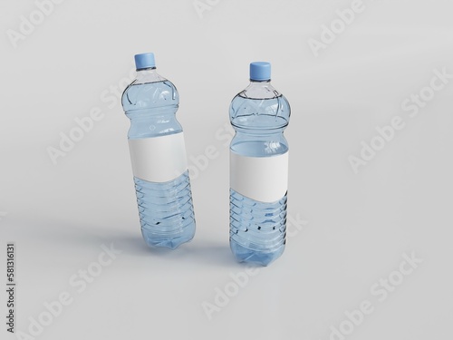 3D rendered water bottle with blank label