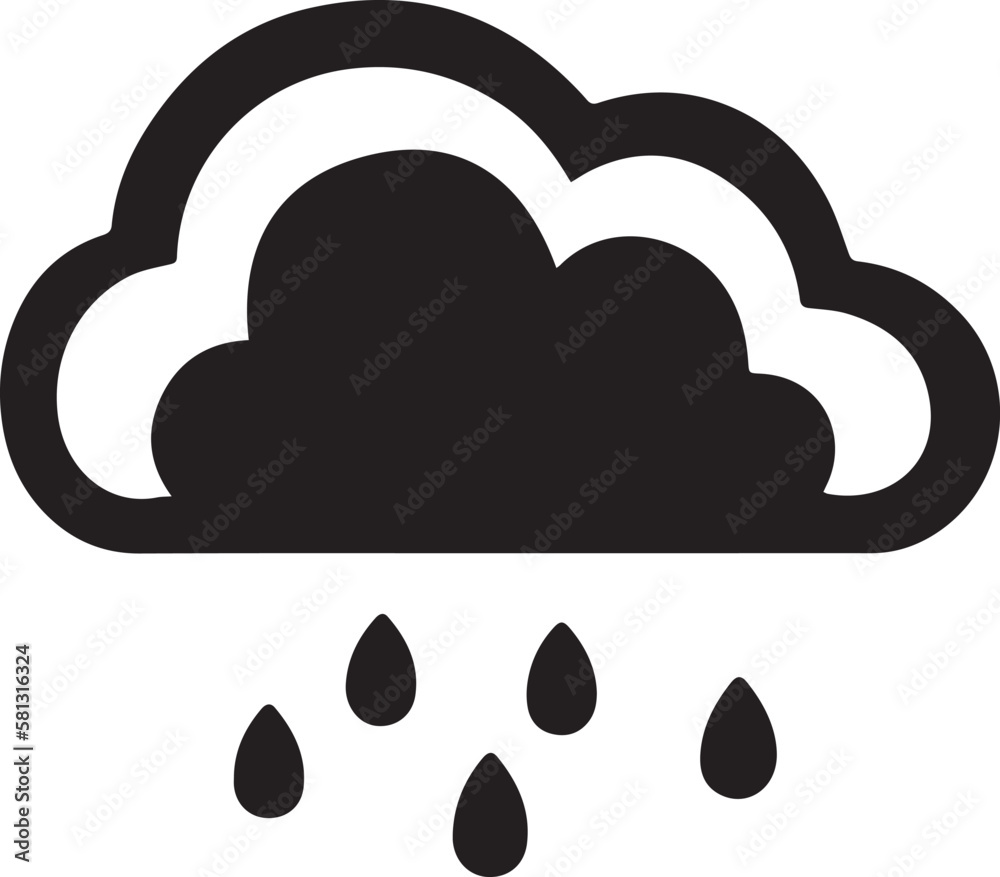 Rain cloud with drops of water, flat vector illustration Rain cloud with drops of water, flat vector illustration