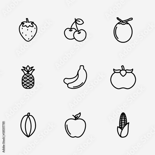 set of fruits and vegetables