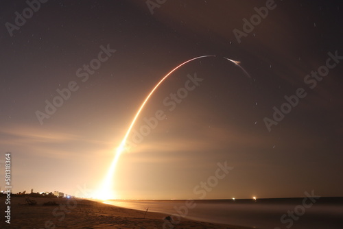 rocket launch over ocean