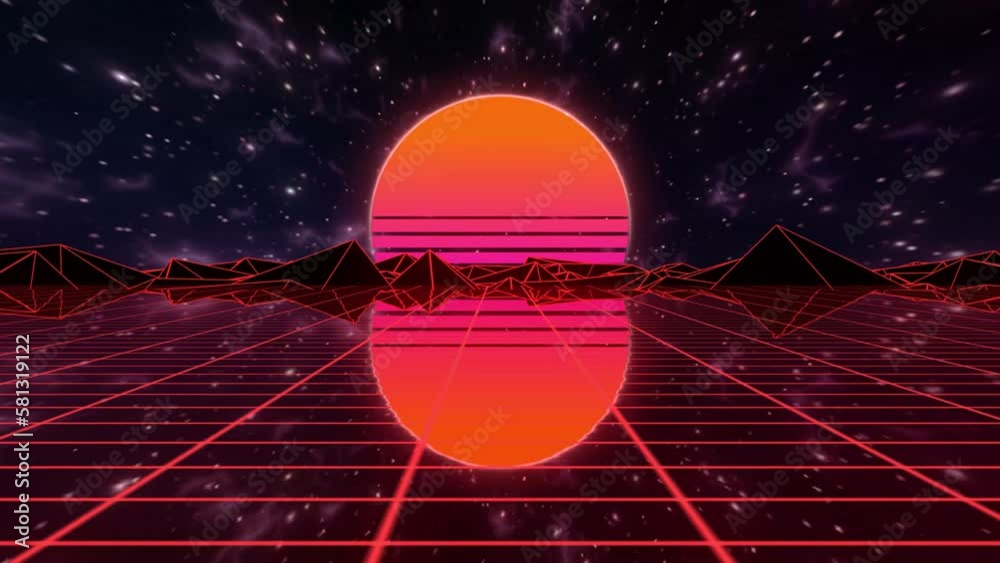 Synthwave Retro Futuristic 80s,90s style Background. neon lights and ...