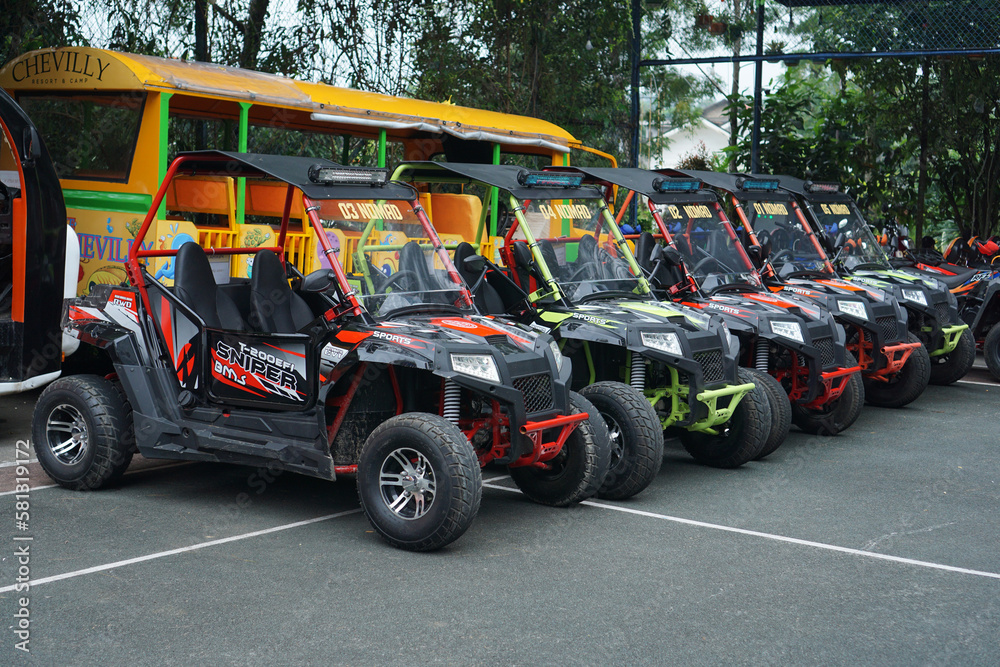 Bogor, Indonesia. March, 2023. UTV Vehicles For Rent In A Resort. UTVs ...