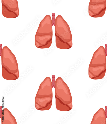 Seamless medical pattern with healthy human lungs. Internal organs in a row on a white background.