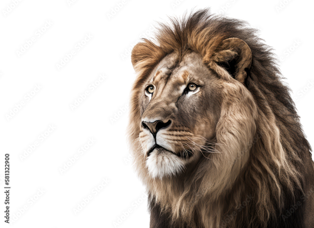 Lion isolated on white, transparent background, PNG, generative ai