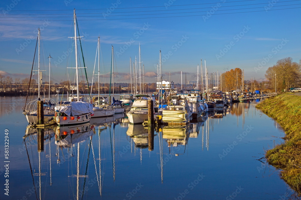 This marina is located in an industrial area in the eastern district of the city of Richmond. British Columbia, Canada